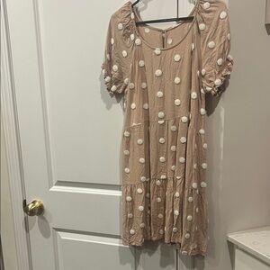 Blu Pepper Beige Polka Dot Mini Dress
